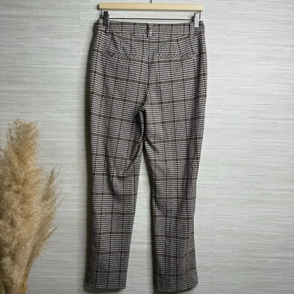 Free People plaid pants trousers slim cropped 6